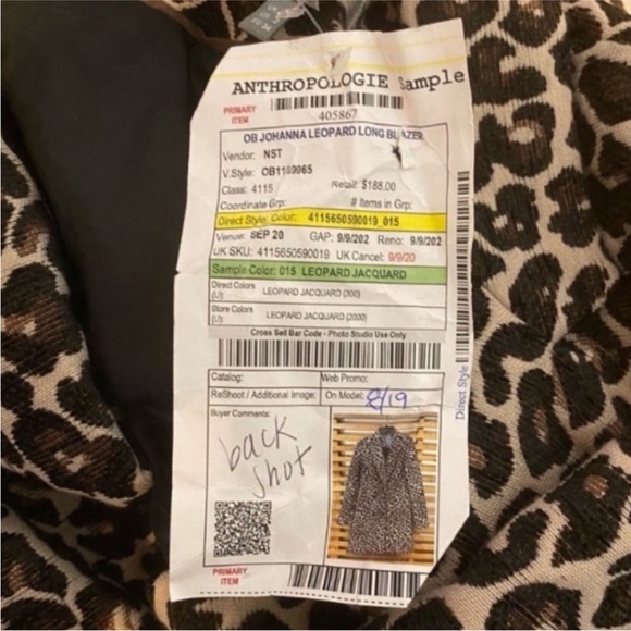 BY ANTHROPLOGIE Johanna Longline Leopard Blazer Coat NEW - Picture 8 of 10